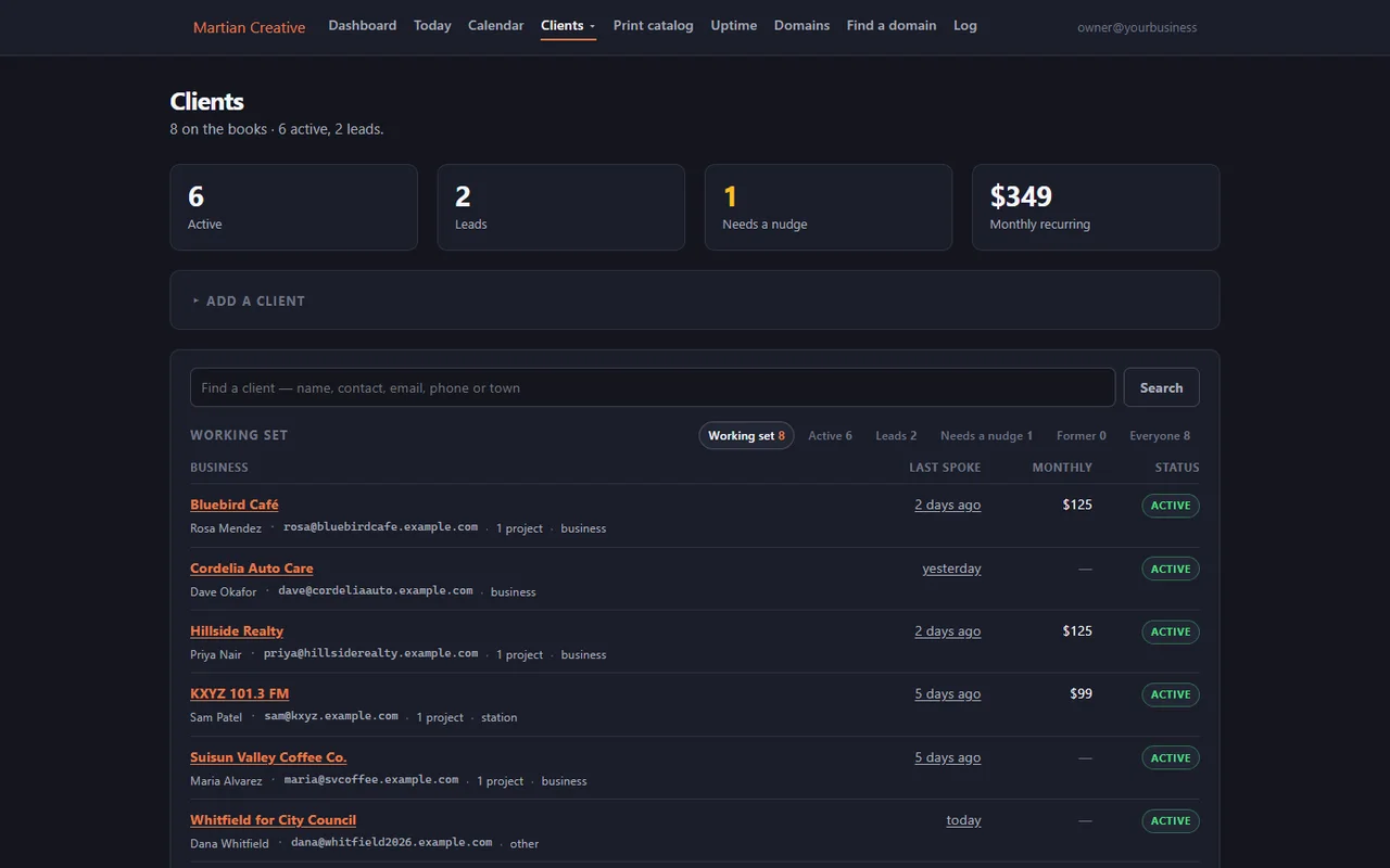 Client records website