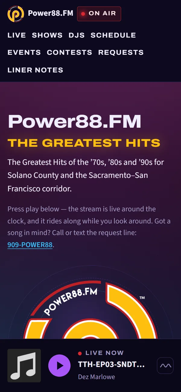 Power88.FM on a phone