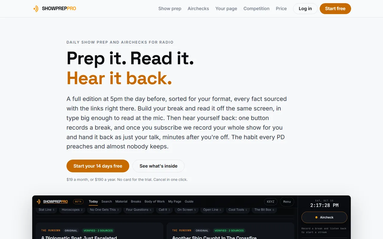 Show Prep Pro's website